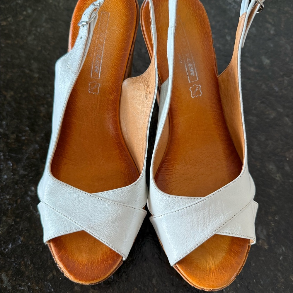 Elegant White Leather Slingback Sandals